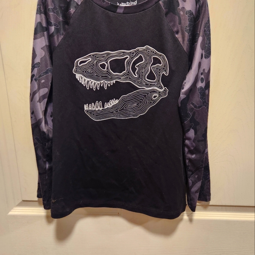 Kids Dinosaur Graphic Long Sleeve Shirt - Black
